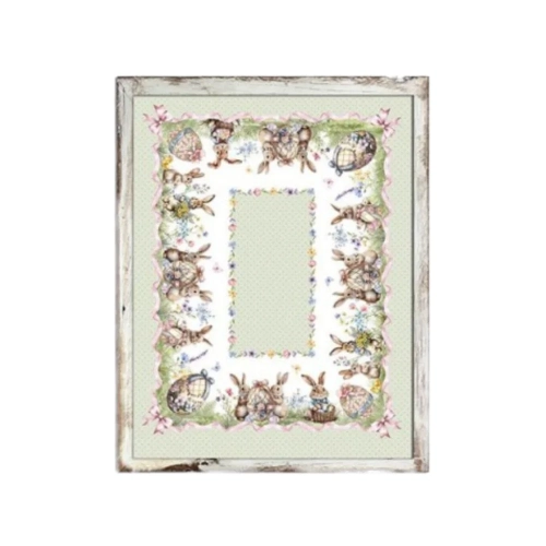 Obrus Wielkanocny Green Rabbit 100% bawełna PEZZOLI 140 x 245cm - widok szczegółowy 2