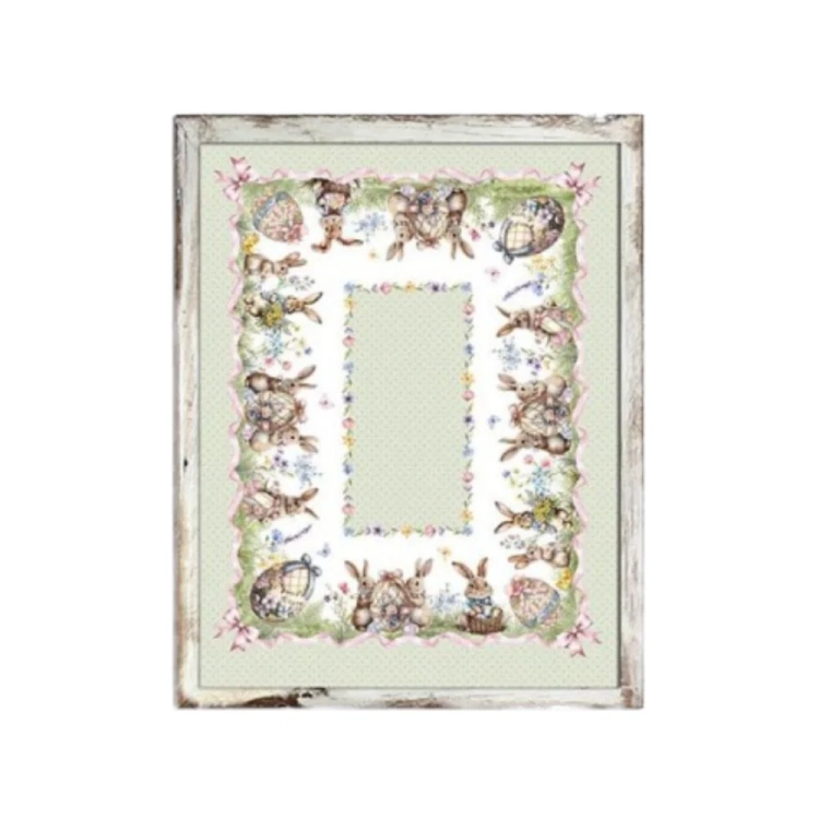 Obrus Wielkanocny Green Rabbit 100% bawełna PEZZOLI 140 x 245cm - widok szczegółowy 2