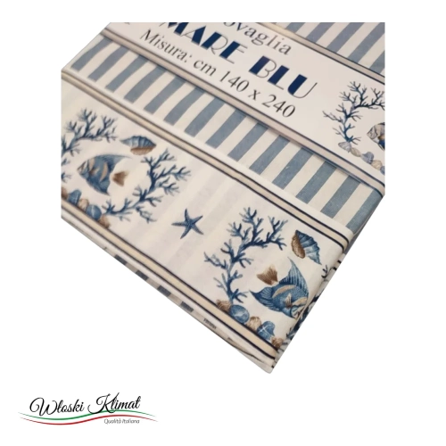 Obrus Mare Blu 100% bawełna 140 x 180 PEZZOLI - widok z przodu / opakowanie