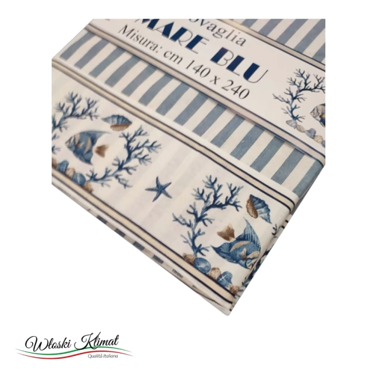 Obrus Mare Blu 100% bawełna 140 x 180 PEZZOLI - widok z przodu / opakowanie