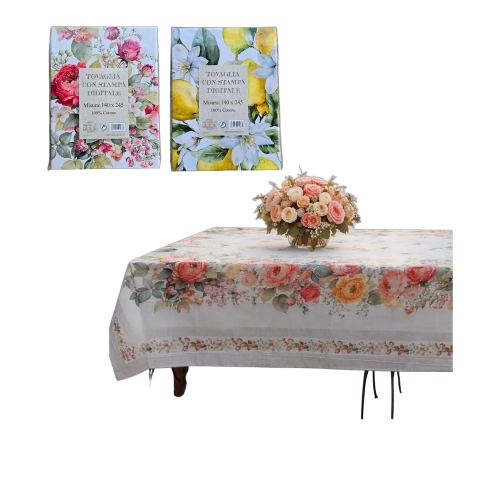 Obrus Róże, Cytryny - różne wzory 100% bawełna PEZZOLI 140 x 245cm - widok szczegółowy 2