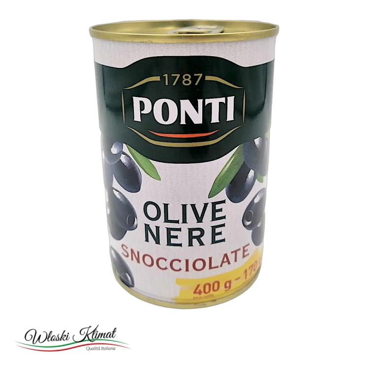 Oliwki czarne Ponti 400 g - widok z przodu / opakowanie