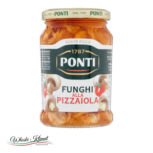 Pieczarki w oleju z przyprawami Funghi alla Pizzaiola PONTI 280g - widok z przodu / opakowanie