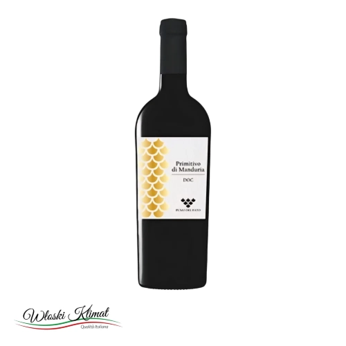 Wino czerwone Primitivo di Manduria DOC Pumo del Fato 750ml - widok z przodu / opakowanie