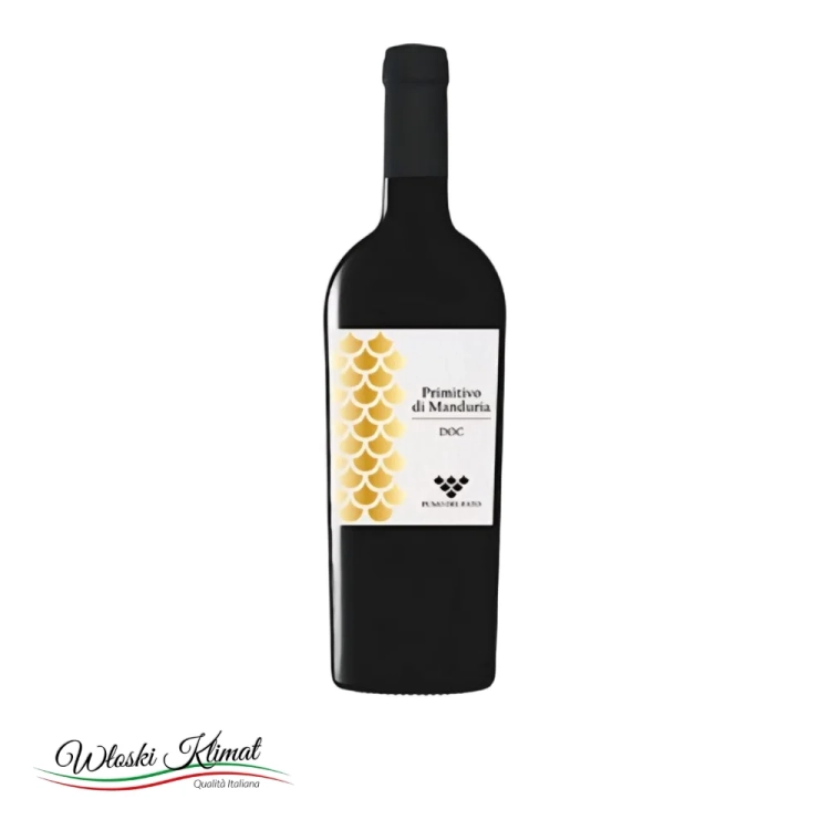 Wino czerwone Primitivo di Manduria DOC Pumo del Fato 750ml - widok z przodu / opakowanie