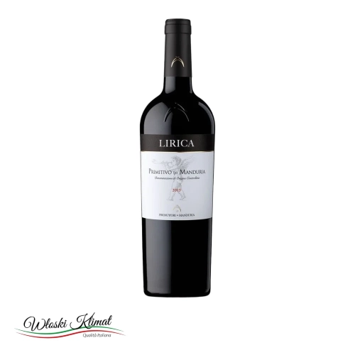Wino czerwone Lirica Primitivo di Manduria DOC Produttori di Manduria 750ml - widok z przodu / opakowanie