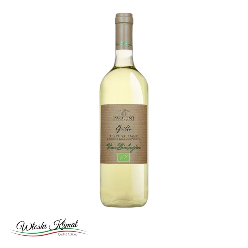 Wino wytrawne białe GRILLO BIOLOGICO DOC Paolini 750ml - widok z przodu / opakowanie