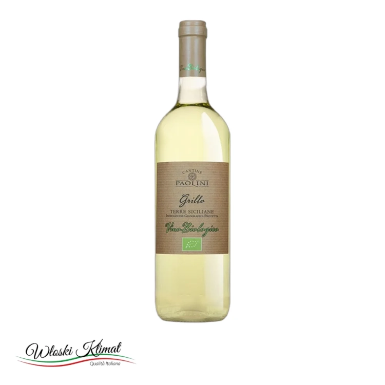 Wino wytrawne białe GRILLO BIOLOGICO DOC Paolini 750ml - widok z przodu / opakowanie