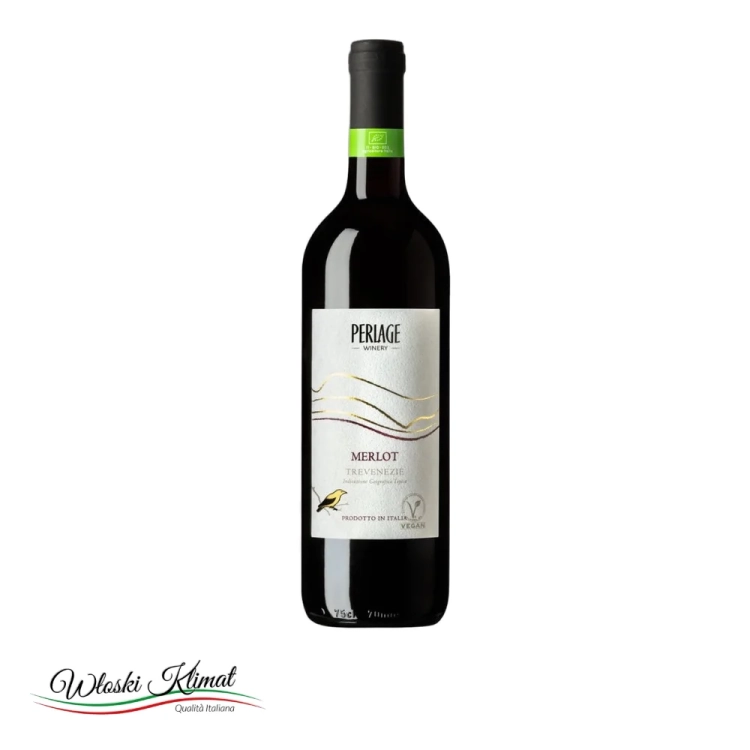 Wino czerwone wytrawne Merlot Trevenezie IGT Bio & Vegan Perlage 750ml - widok z przodu / opakowanie