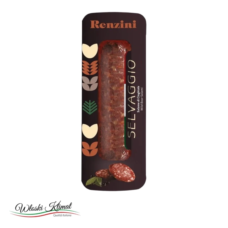 Kiełbasa Salami długodojrzewająca z Dzika Cinghiale Selvaggio RENZINI 180g - widok z przodu / opakowanie