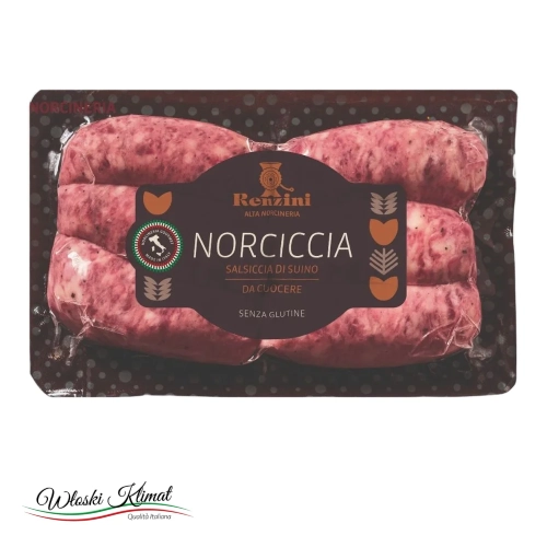 Kiełbasa wieprzowa surowa Salsiccia Norciccia Renzini 300g - widok z przodu / opakowanie