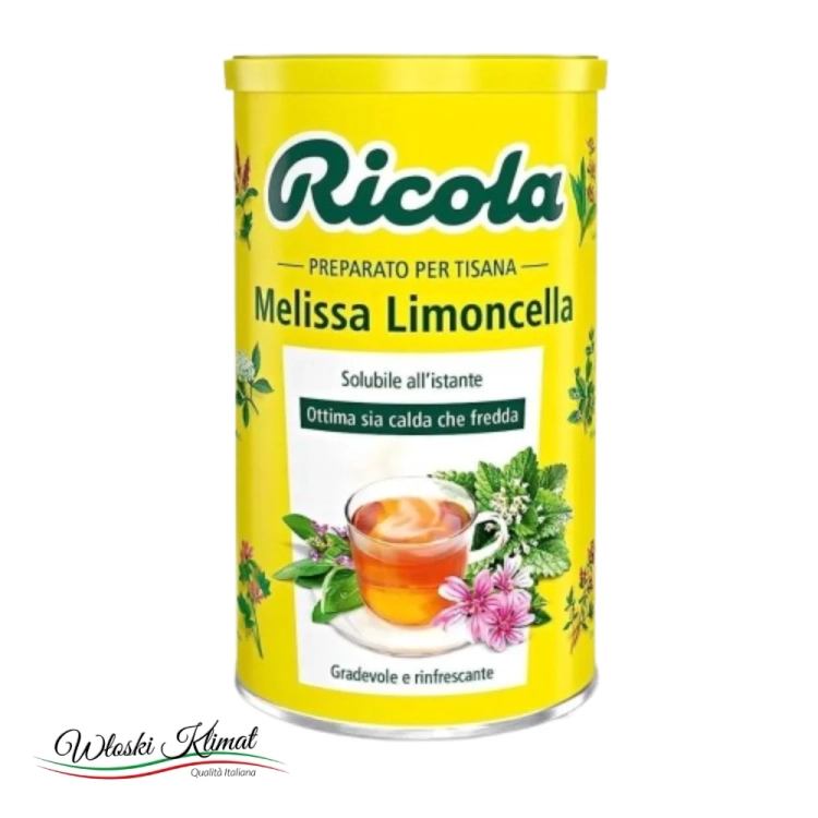 Herbata ziołowa granulowana Tisana Melissa Limoncella Ricola 200g - widok z przodu / opakowanie