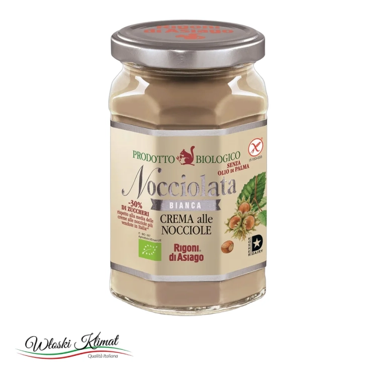 Krem orzechowy Nocciolata Rigoni di Asiago BIANCA BIO 250 g - widok z przodu / opakowanie