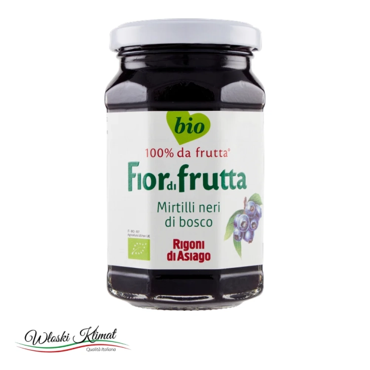 Konfitura z jagód leśnych BIO Mirtilli Rigoni 250 g - widok z przodu / opakowanie