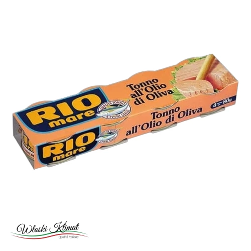 Tuńczyk w oliwie Rio Mare 4 x 80 g - widok z przodu / opakowanie