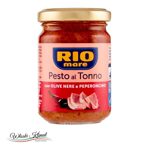 Pesto z tuńczykiem oliwkami i chilli RIO MARE 130g - widok z przodu / opakowanie