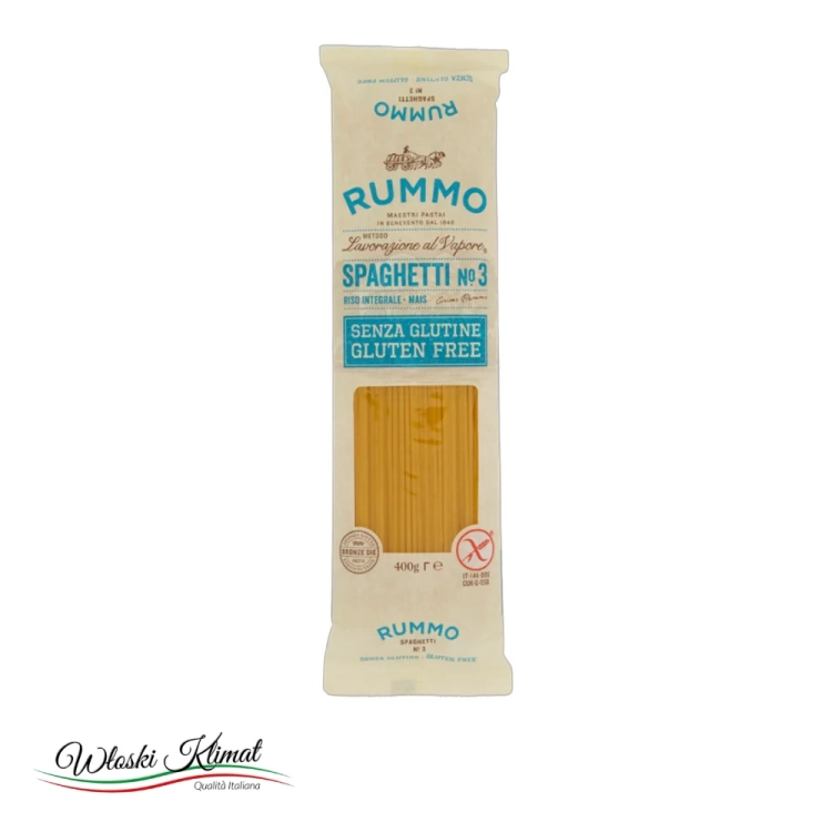 Makaron Spaghetti  no.3 bez glutenu RUMMO 400g - widok z przodu / opakowanie