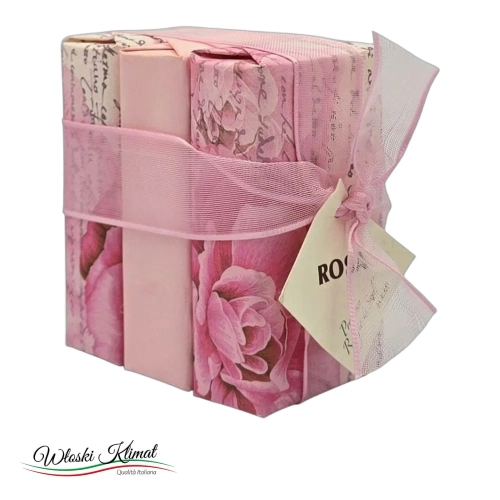 Mydło roślinne w kostce Róża Rosa Etienne (3x100g) 300g - widok z przodu / opakowanie