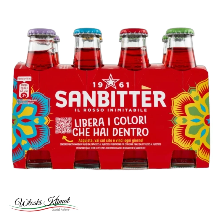 Napój bezalkoholowy SANBITTER ROSSO 8X100ml - widok z przodu / opakowanie