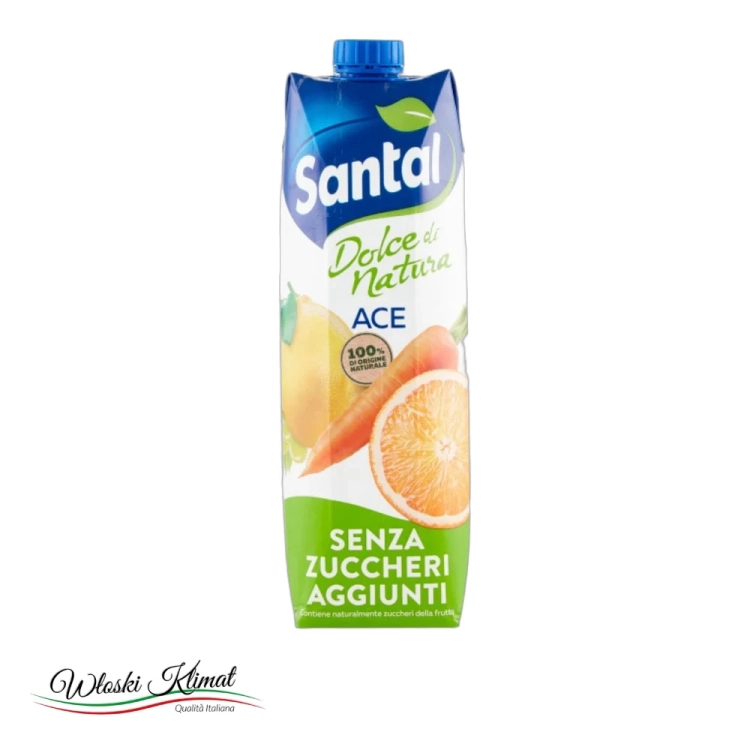 Napój bez cukru z witaminami ACE Pomarańcza Cytryna Marchew  SANTAL 1L - widok z przodu / opakowanie
