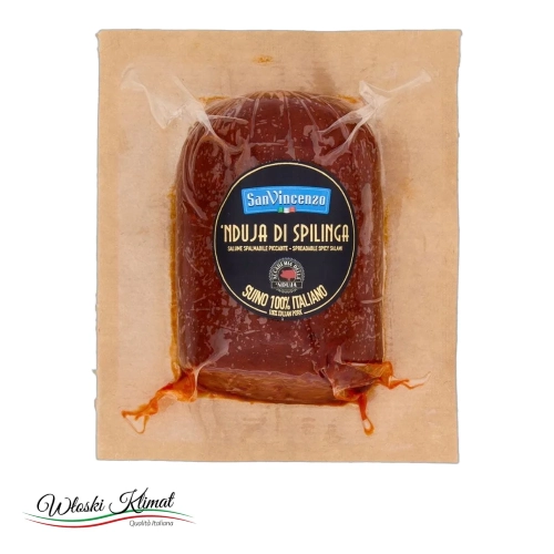 Kiełbasa pikantna do smarowania Nduja di Spilinda San Vincenzo 200g - widok z przodu / opakowanie