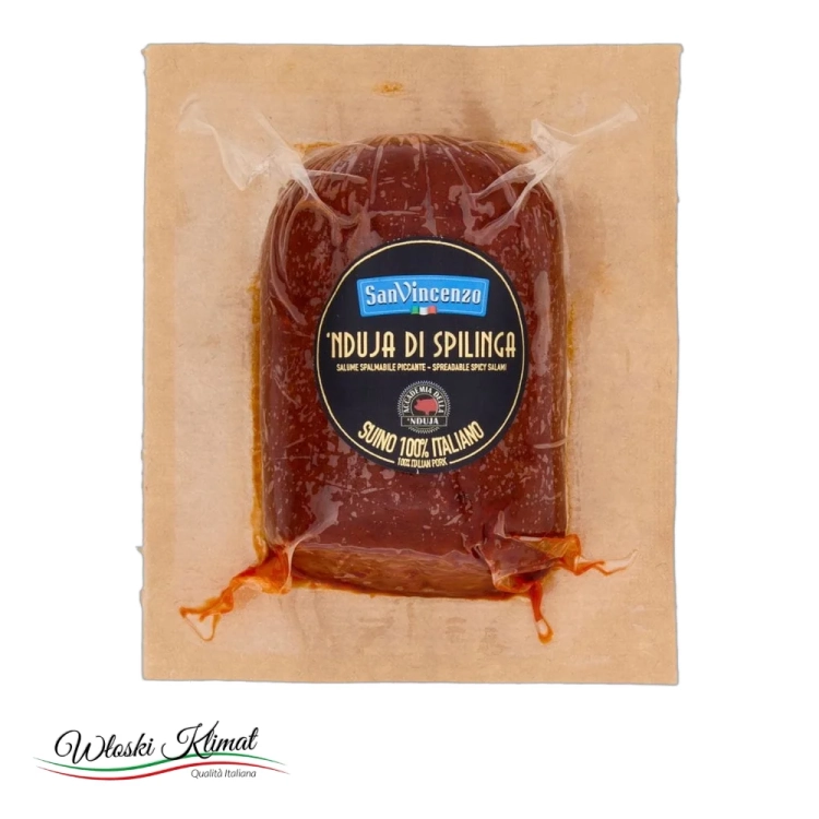 Kiełbasa pikantna do smarowania Nduja di Spilinda San Vincenzo 200g - widok z przodu / opakowanie