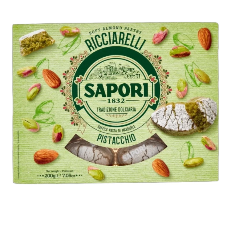 Ciasteczka z pasty migdałowej o smaku pistacjowym Ricciarelli SAPORI 200g - widok szczegółowy 2