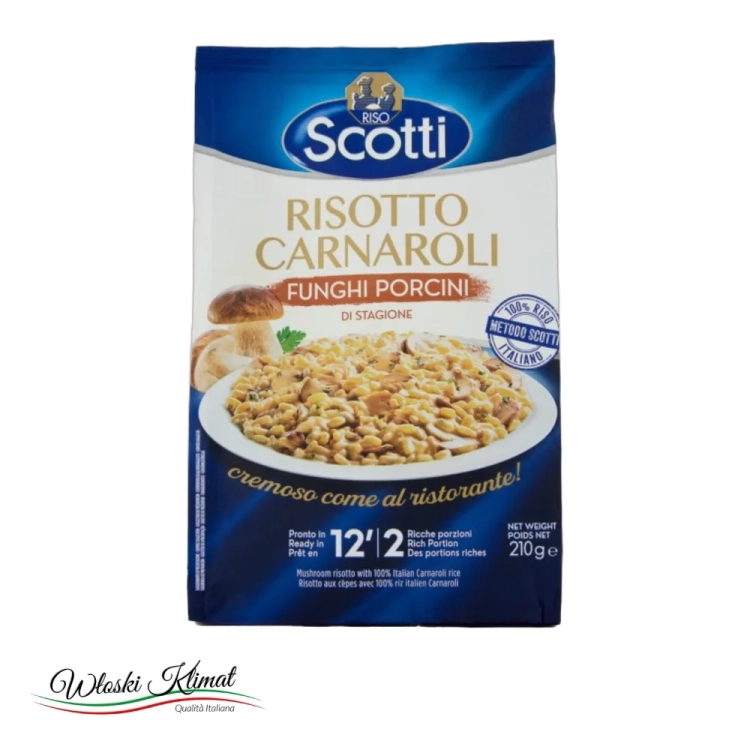 Ryż z prawdziwkami Risotto con Funghi Porcini Riso Scotti 210g - widok z przodu / opakowanie