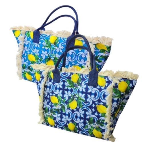 Torba z frędzlami Shopper Bag Grande Limone Etienne 96 by L&G - widok szczegółowy 2