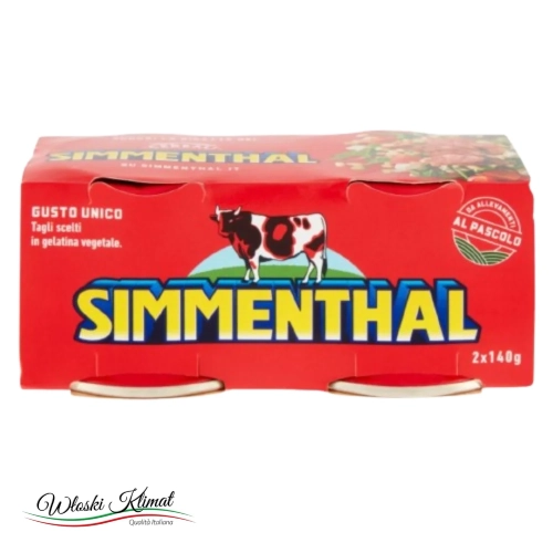 Wołowina w galarecie w puszce SIMMENTHAL (140g x2) 280g - widok z przodu / opakowanie