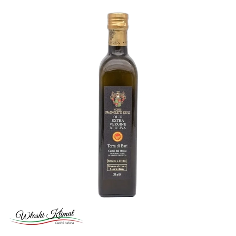 Oliwa z oliwek Extra Vergine Coratina DOP Castel del Monte Terre di Bari Spagnoletti 500 ml - widok z przodu / opakowanie