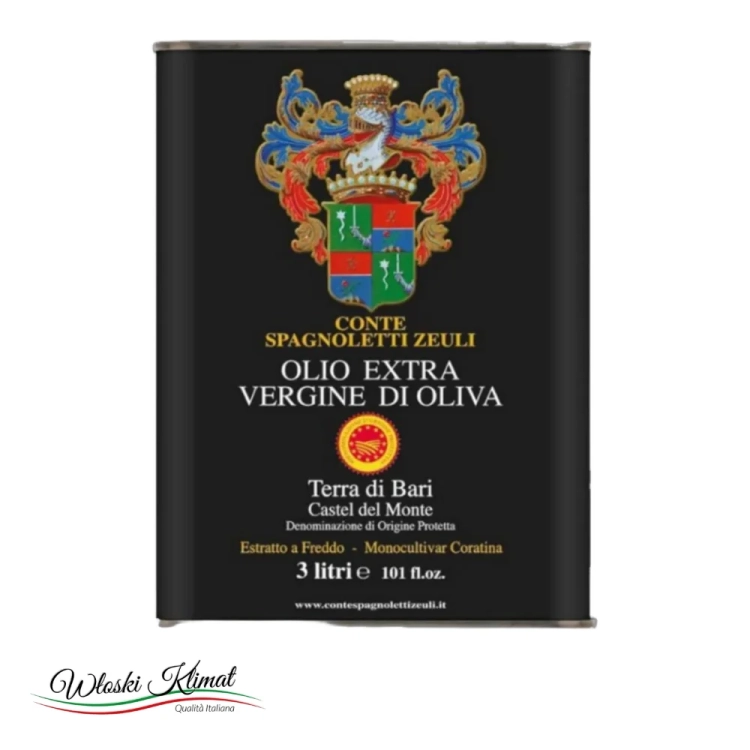 Oliwa Extra Vergine Terre di Bari DOP Italiano SPAGNOLETTI  3L - widok z przodu / opakowanie