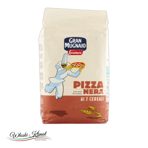 Mąka na pizzę 7 zbóż Nera al 7 cereali Spadoni 1kg - widok z przodu / opakowanie