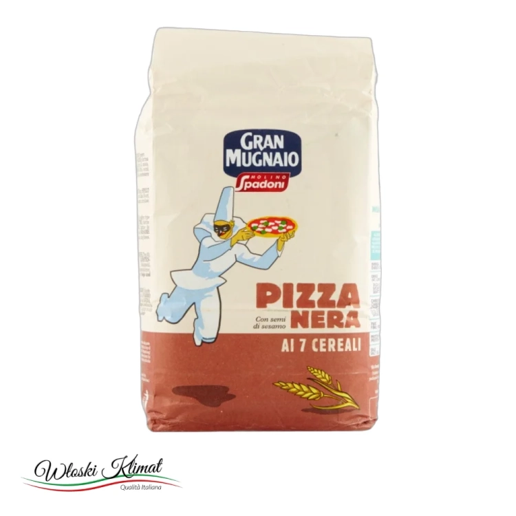 Mąka na pizzę 7 zbóż Nera al 7 cereali Spadoni 1kg - widok z przodu / opakowanie