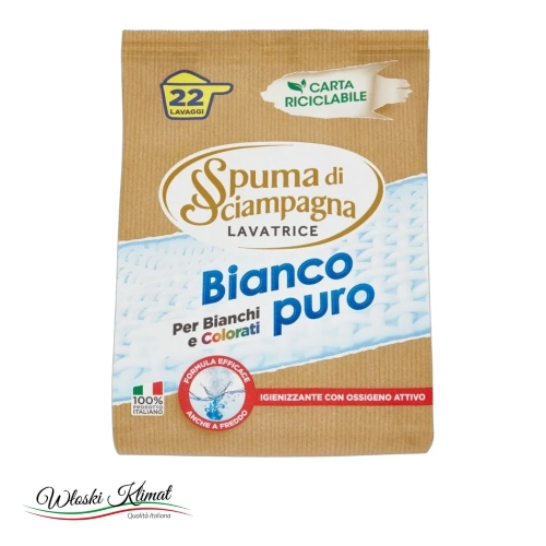 Proszek do prania białych tkanin Bianco Puro 22 prania Spuma di Sciampagna 900G - widok z przodu / opakowanie