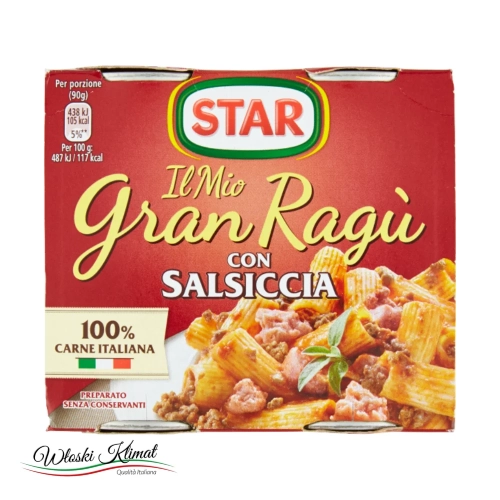 Ragu con Salsiccia na bazie kiełbasy dojrzewającej STAR 2 x 180g - widok z przodu / opakowanie