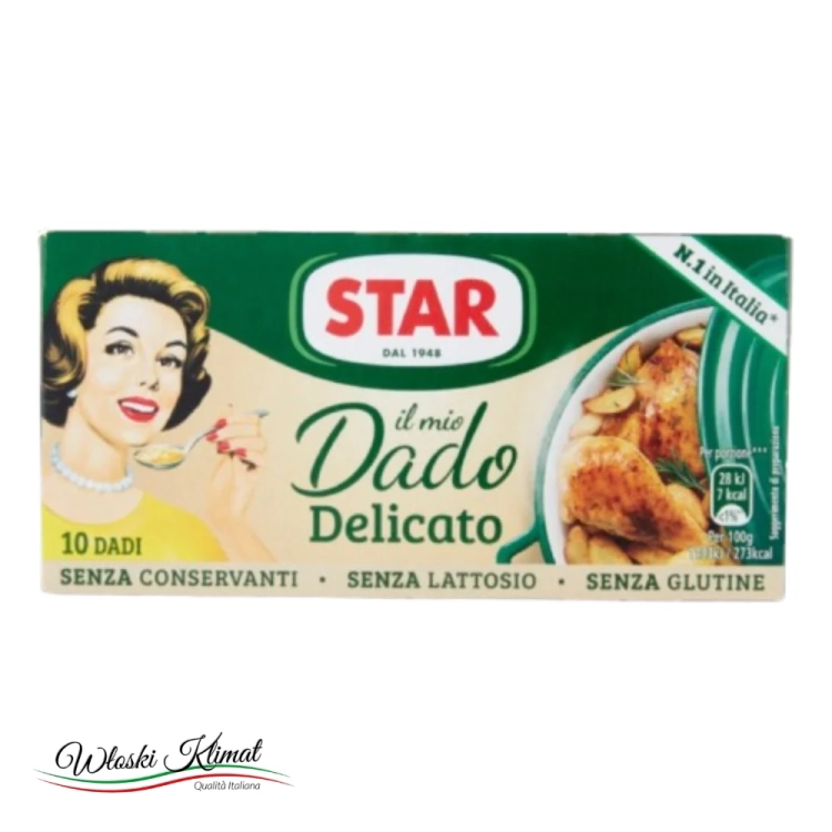 Bulion w kostkach delikatny Delicato Dado x10 STAR 100g - widok z przodu / opakowanie