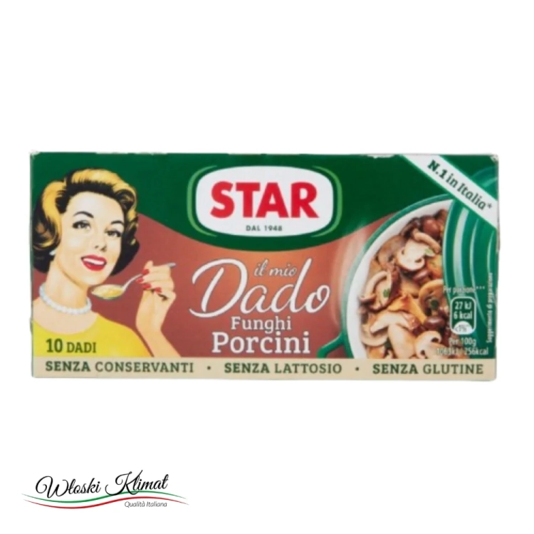Bulion w kostkach grzybowy - prawdziwkowy Porcini Dado x10 STAR 100g - widok z przodu / opakowanie