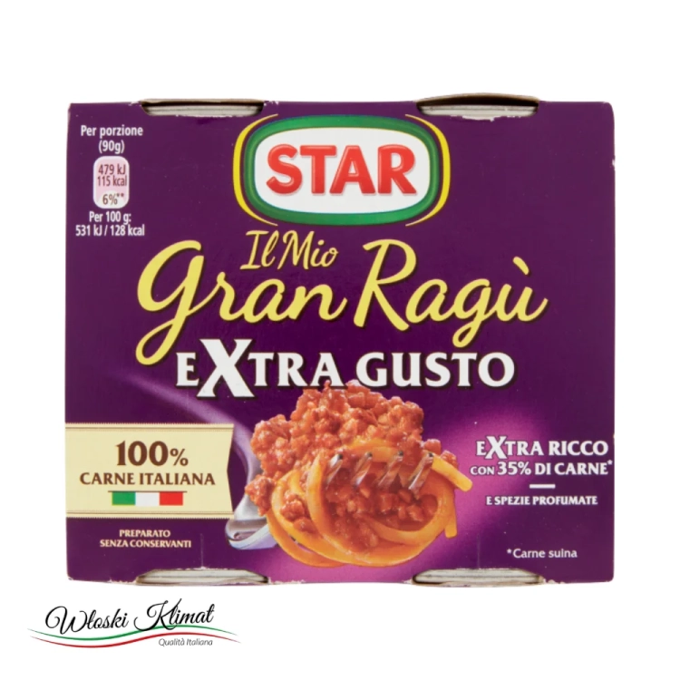 Ragu z mięsem Extra ragu STAR 2 x 180 g - widok z przodu / opakowanie