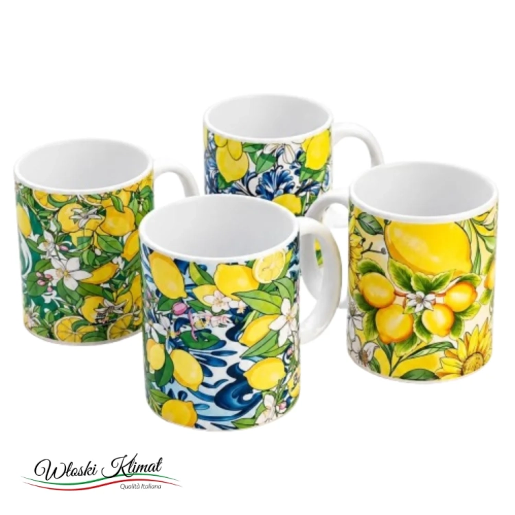 Kubek ceramiczny z uchem włoski styl Cytryny - widok z przodu / opakowanie