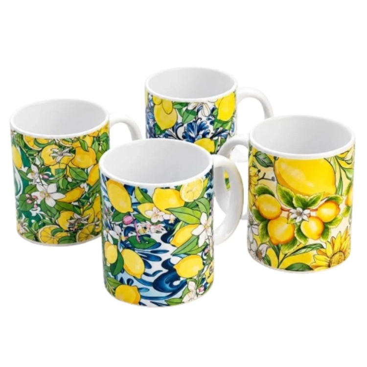 Kubek ceramiczny z uchem włoski styl Cytryny - widok szczegółowy 2