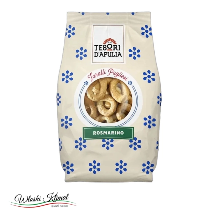 Taralli z rozmarynem Tesori d'Apulia 400g - widok z przodu / opakowanie
