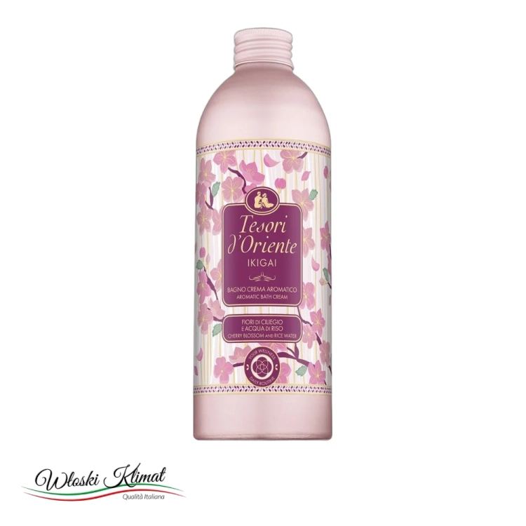 Płyn do kąpieli Kwiat Wiśni i Woda Ryżowa Ikigai Tesori d'Oriente 500ml - widok z przodu / opakowanie