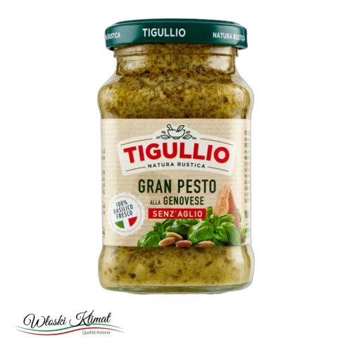 Pesto z bazylii bez czosnku Pesto Genovese senza aglio TIGULLIO 190g - widok z przodu / opakowanie