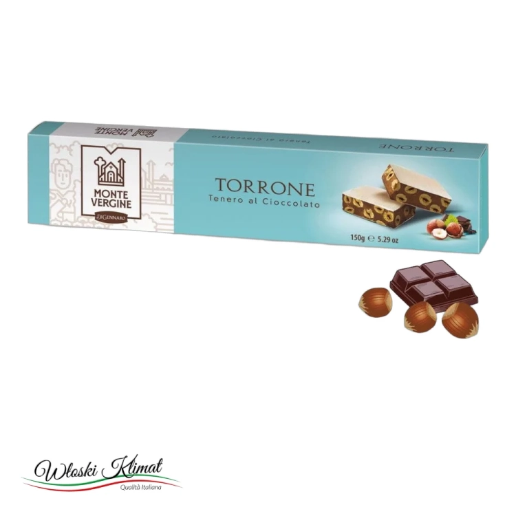 Torrone czekoladowy z orzechami laskowymi Di Gennaro 150g - widok z przodu / opakowanie