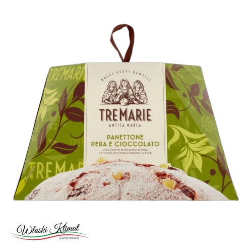 Babka Panettone z czekoladą i gruszką Pera e Cioccolato TRE MARIE 900g - widok z przodu / opakowanie