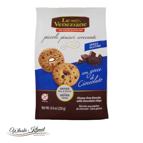 Ciastka z czekoladą bez glutenu Veneziane 250 g - widok z przodu / opakowanie