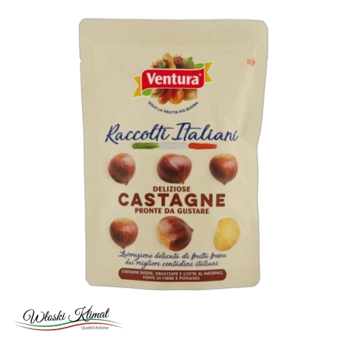 Kasztany jadalne gotowane Castagne cotte Ventura 100g - widok z przodu / opakowanie