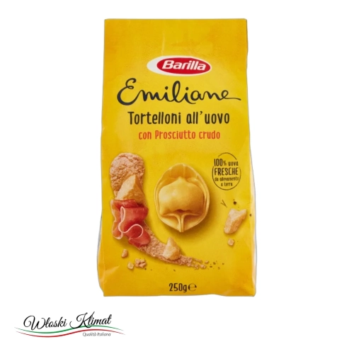 Pierożki z szynką Parmeńską Tortelloni all'uovo con Prosciutto crudo Barilla 250g - widok z przodu / opakowanie