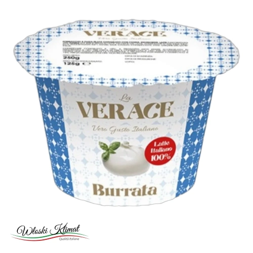 Ser z miękkim wnętrzem Burrata VERACE 125g - widok z przodu / opakowanie